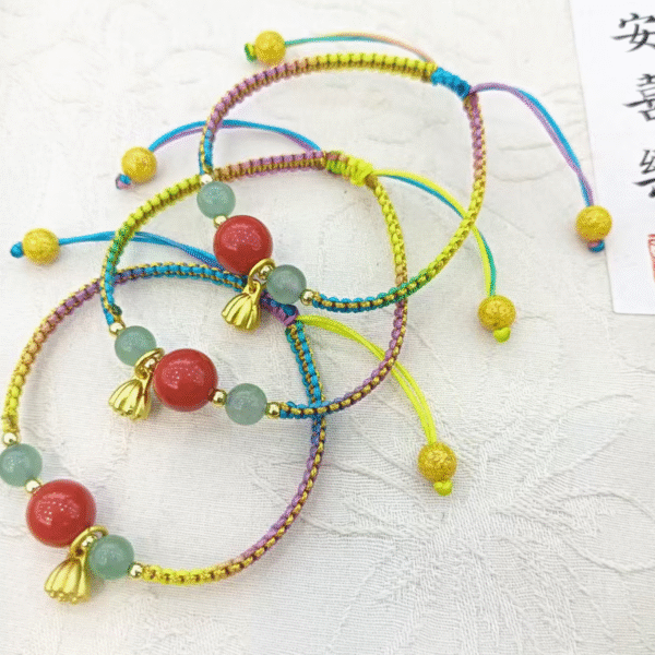 Handwoven Five-Colored Cinnabar Bracelet - Image 2
