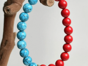 Cinnabar & Turquoise Bead Bracelet: Destiny of Yin and Yang