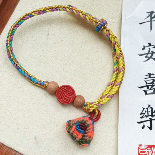 Handwoven Five-Colored Cinnabar Bracelet - Image 3